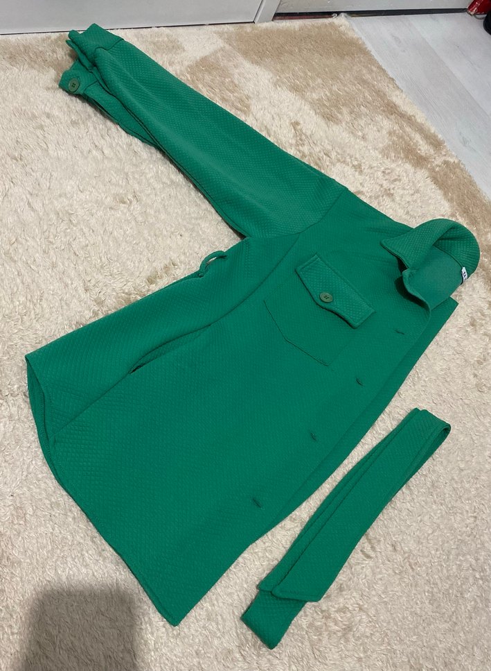 Düğmeli Yeşil Kadın Gömlek - Görsel 3