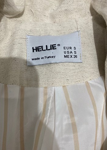 Bej Uzun Kesim Kadın Keten Blazer Ceket - Görsel 3