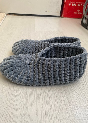 Gri Örgü Kadın Ev Terliği - Görsel 3