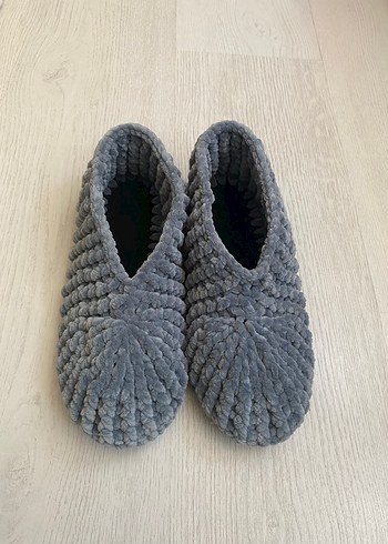 Gri Örgü Kadın Ev Terliği - Görsel 2