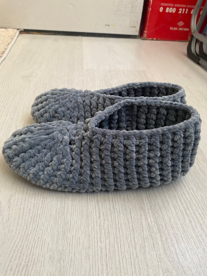 Gri Örgü Kadın Ev Terliği - Görsel 3