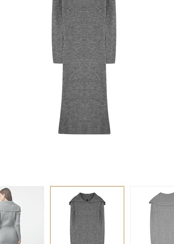 Gri Yüksek Yakalı Kadın Triko Elbise - Görsel 3