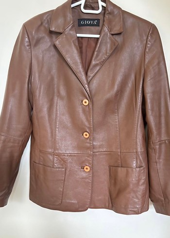 Vintage Düğmeli Kahverengi Deri Ceket - Görsel 6