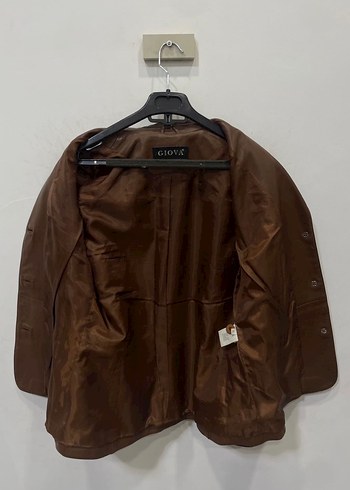 Vintage Düğmeli Kahverengi Deri Ceket - Görsel 4