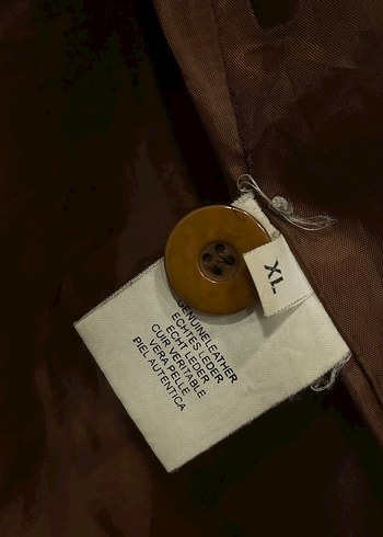 Vintage Düğmeli Kahverengi Deri Ceket - Görsel 3