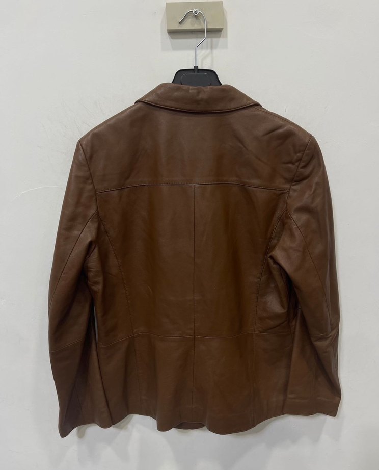 Vintage Düğmeli Kahverengi Deri Ceket - Görsel 2