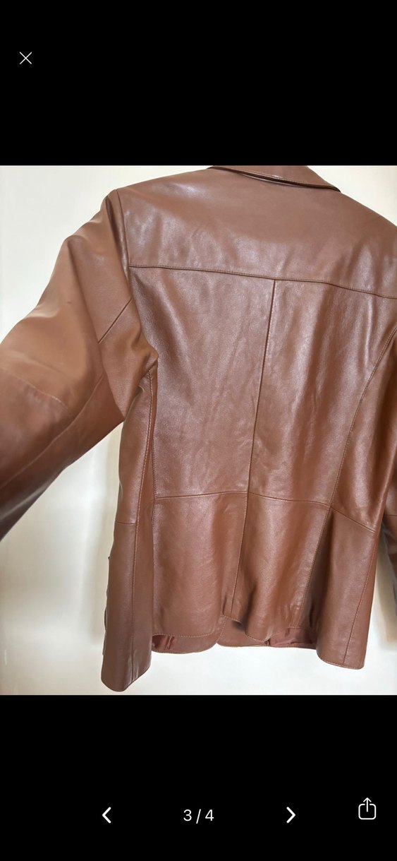 Vintage Düğmeli Kahverengi Deri Ceket - Görsel 5