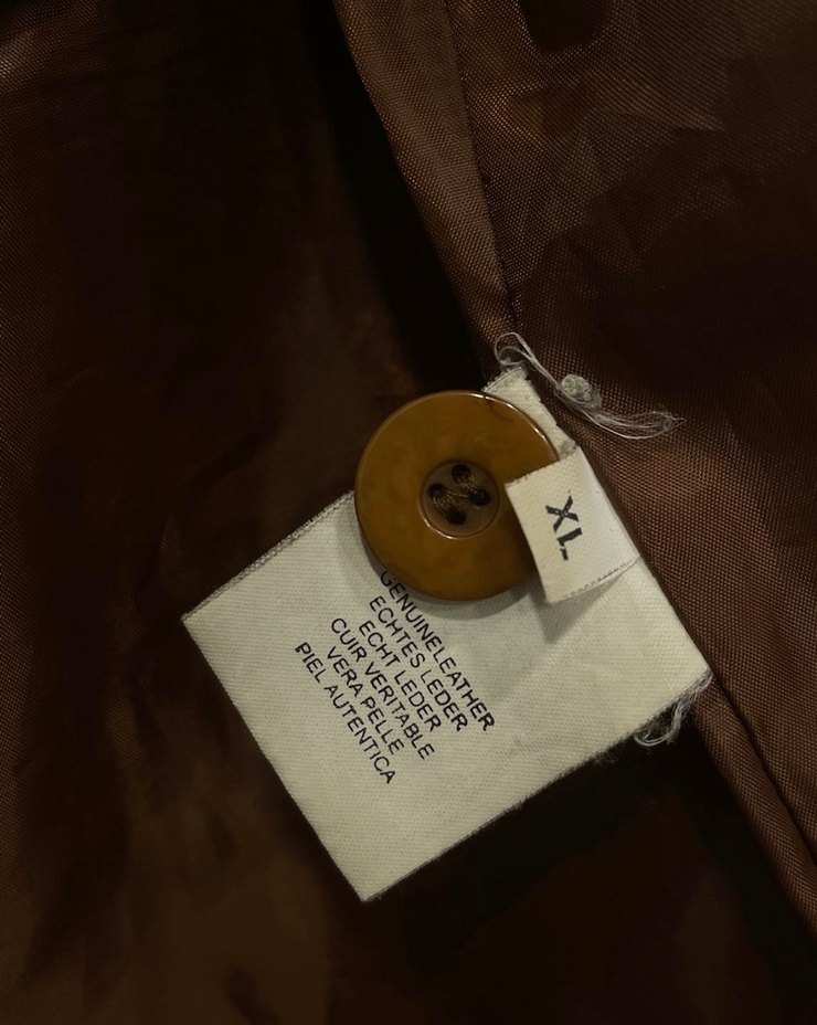 Vintage Düğmeli Kahverengi Deri Ceket - Görsel 3