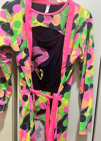 Renkli Batik Desenli Gotik Sabahlık Takım - Görsel 5