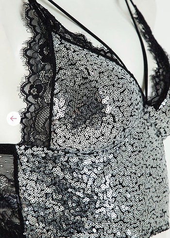 Gri Mini İşlemeli Dantel Askılı Büstiyer - Görsel 2