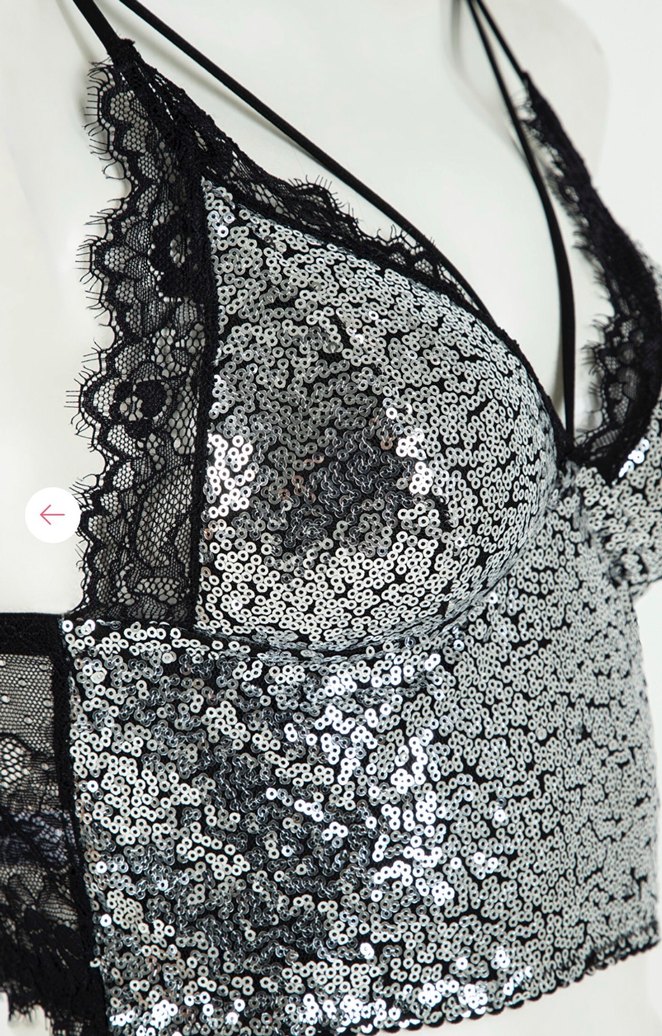 Gri Mini İşlemeli Dantel Askılı Büstiyer - Görsel 2