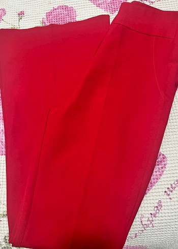 kırmızı ispanyol paça pantolon - Görsel 7