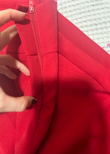 kırmızı ispanyol paça pantolon - Görsel 8