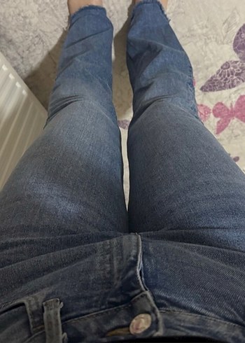 26 Beden mavi Renk MARIA INDIGO 90 s Jean Pantalon Mavi