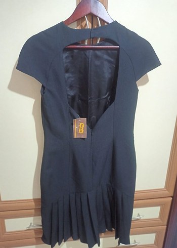 Diğer siyah, Drape Detaylı Midi Elbise