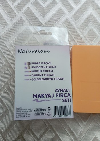 Bej Makyaj Fırçası Seti ve Ayna - Görsel 4