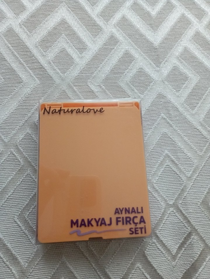 Bej Makyaj Fırçası Seti ve Ayna - Görsel 5