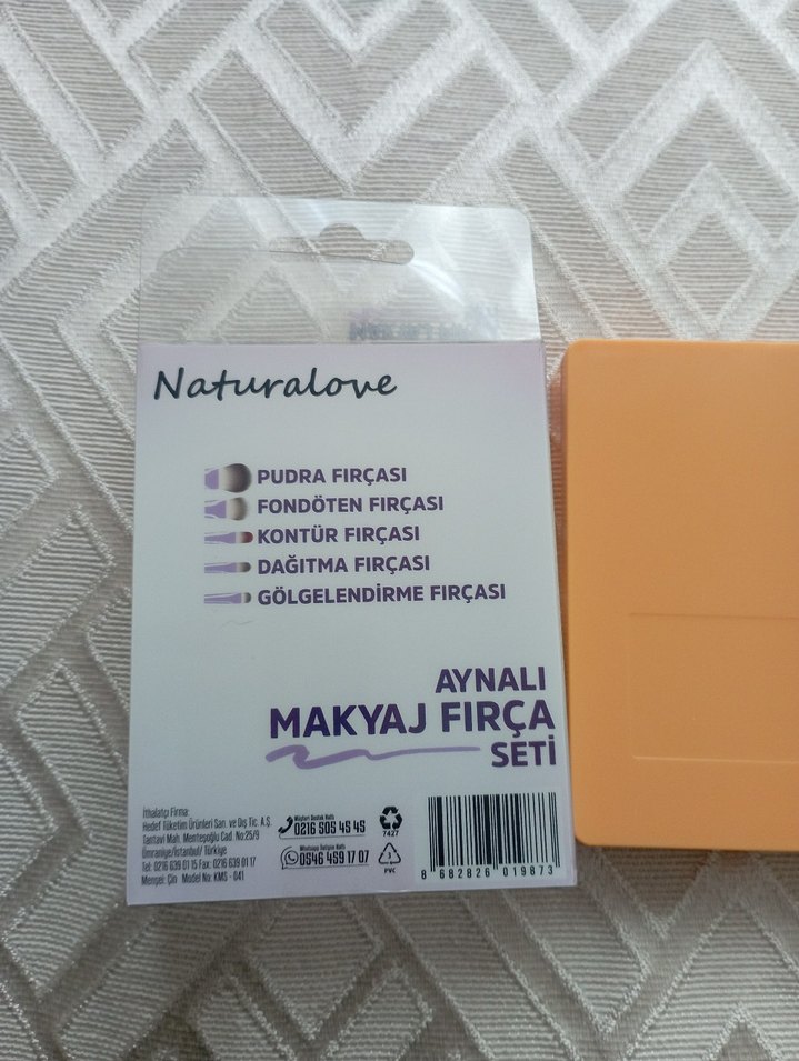 Bej Makyaj Fırçası Seti ve Ayna - Görsel 4