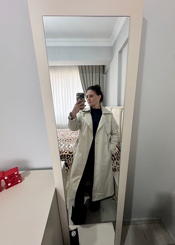 36 Beden ten rengi Renk Bej Midi Trenchcoat Kadın