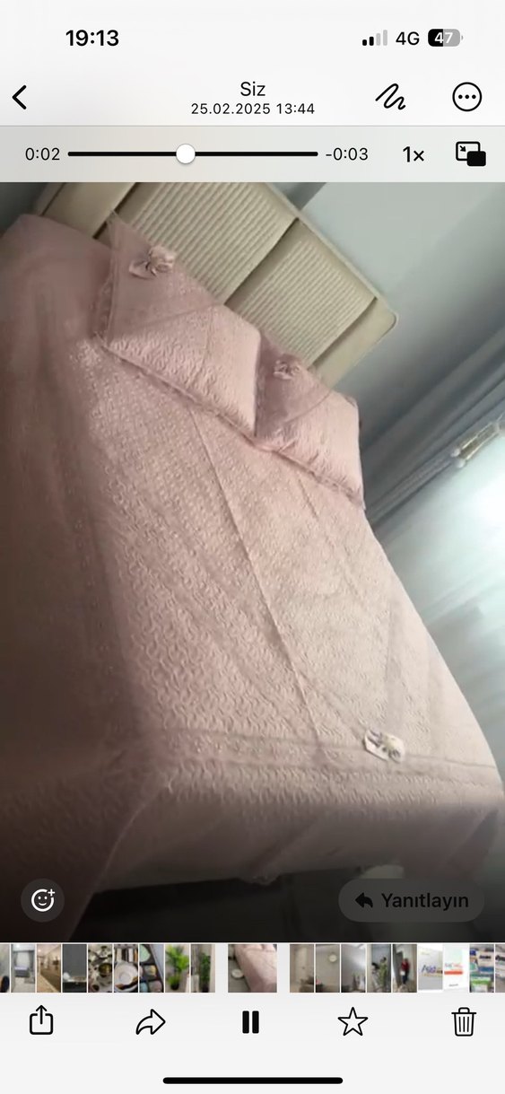 Pembe Nakışlı Pastel Yatak Örtüsü - Görsel 2