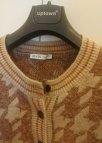 l Beden Kahverengi Örgü Kadın Mini Hırka