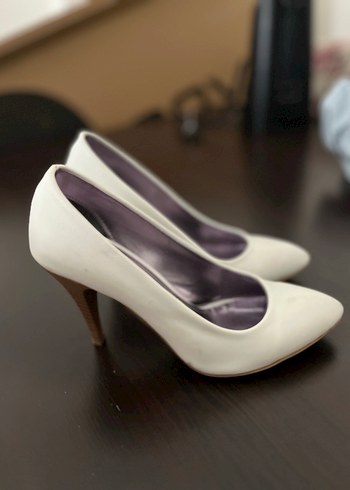 Beyaz Stiletto Kadın Topuklu Ayakkabı - Görsel 2