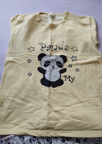 Sarı Panda Baskılı uzun Kollu Kadın Pijama Takımı - Görsel 3