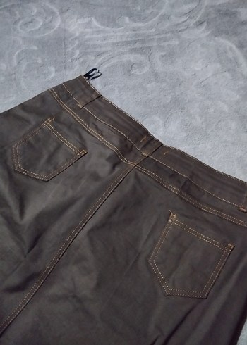 Düğmeli kahverengi Kadın etek - Görsel 2