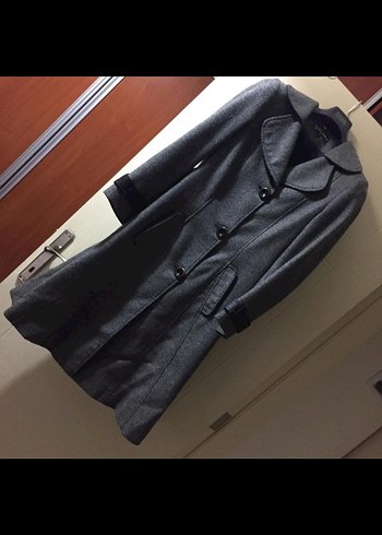 Kemerli Gri Kadın Kaban - Görsel 2