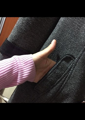 Kemerli Gri Kadın Kaban - Görsel 3