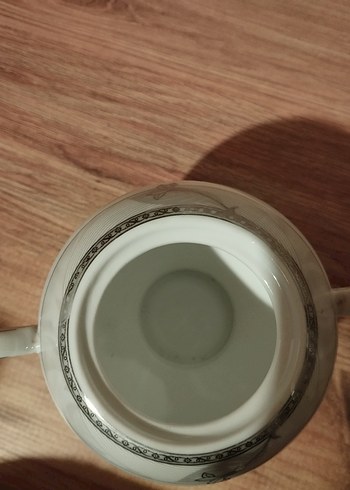 Gri Detaylı Beyaz Porselen Şekerlik - Görsel 3