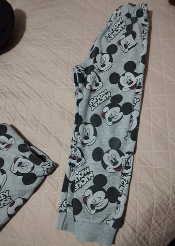 Erkek Gri Mickey Mouse Baskılı uzun Kollu Pijama - Görsel 3