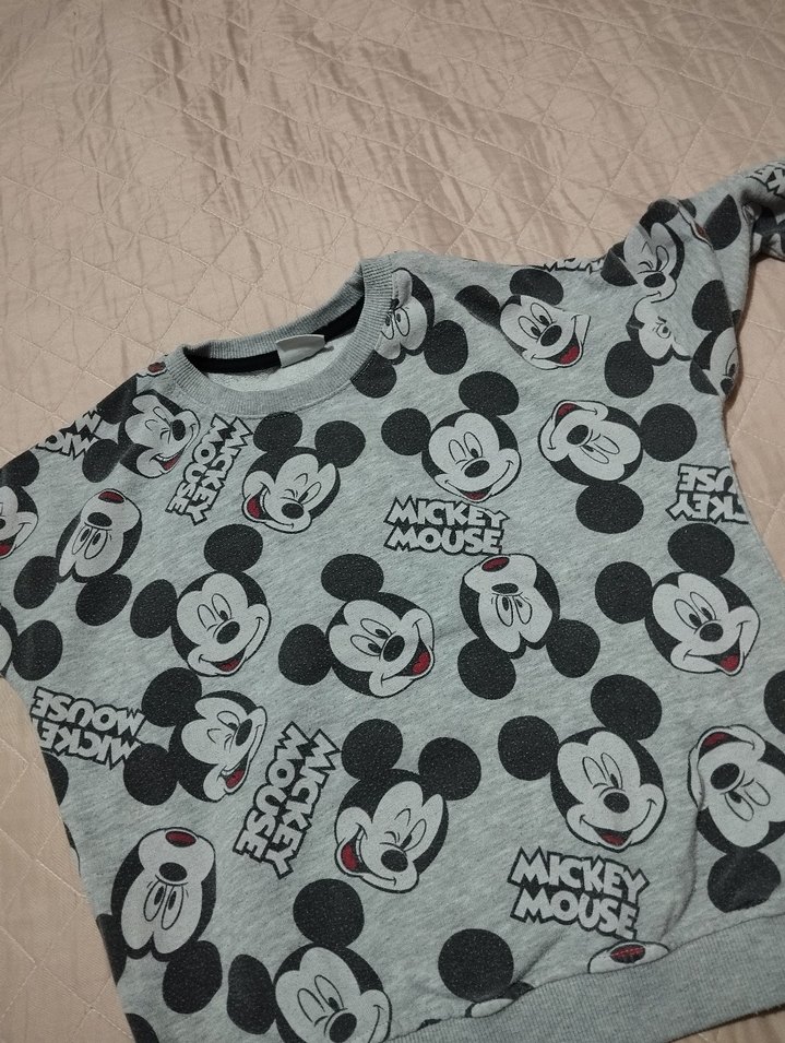 Erkek Gri Mickey Mouse Baskılı uzun Kollu Pijama - Görsel 2