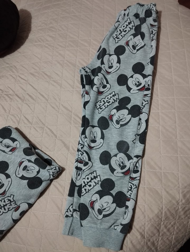 Erkek Gri Mickey Mouse Baskılı uzun Kollu Pijama - Görsel 3