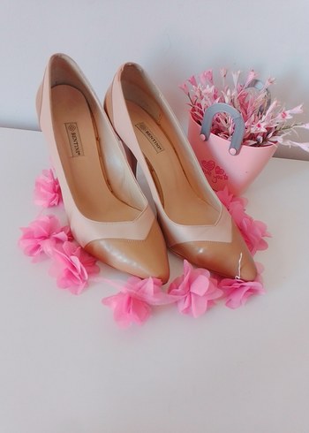 Pastel Pembe Rugan Stiletto Topuklu Kadın Ayakkabı