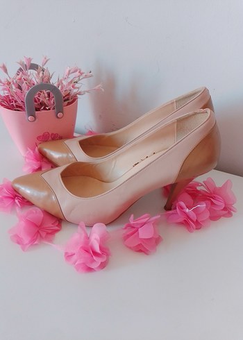 37 Beden Pastel Pembe Rugan Stiletto Topuklu Kadın Ayakkabı