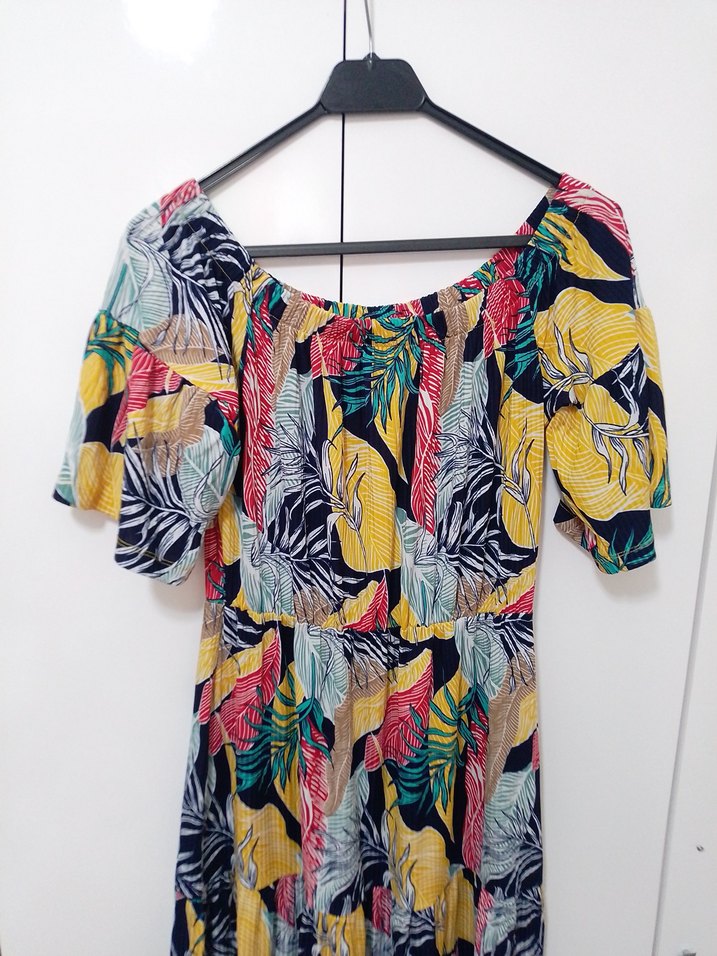 Renkli Bohem Mini Elbise - Görsel 2