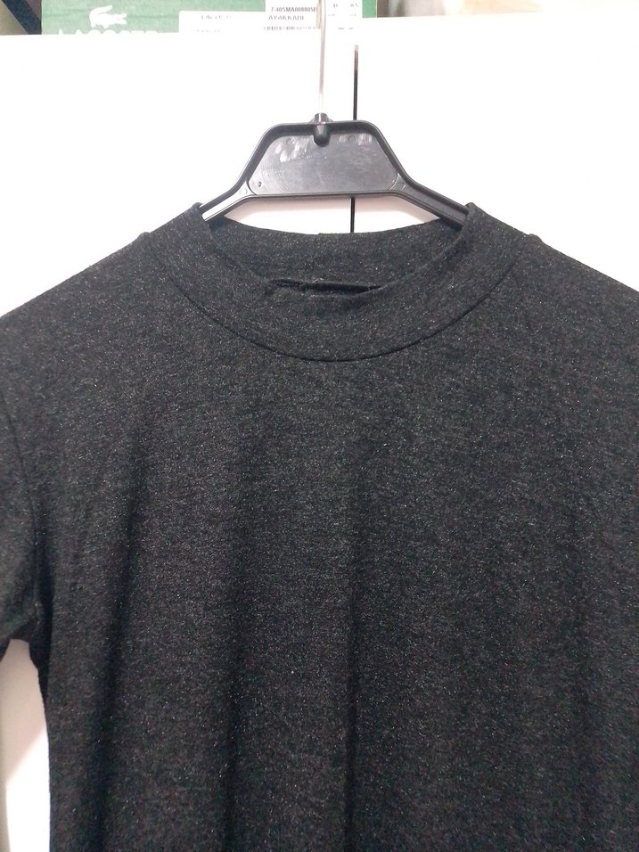 Siyah Uzun Kollu Keten Elbise - Görsel 2