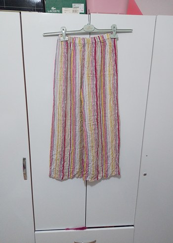 Pilili Bol Kesim Mini Keten Pantolon - Görsel 2