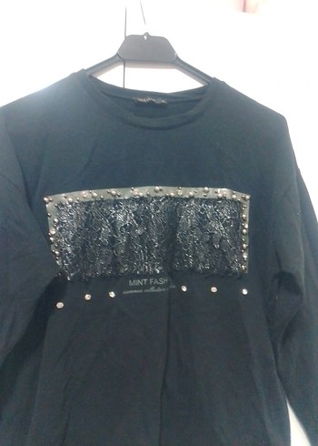 Siyah Payet Detaylı Kadın Sweatshirt - Görsel 4