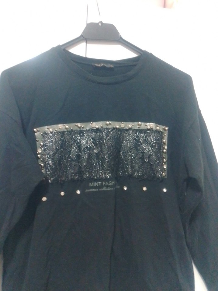 Siyah Payet Detaylı Kadın Sweatshirt - Görsel 4