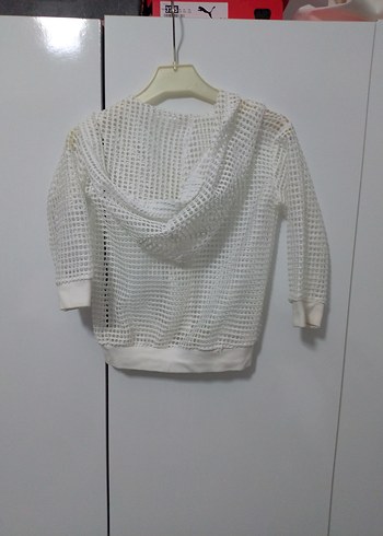 Kız Çocuk Beyaz Triko Uzun Kollu Bolero - Görsel 2