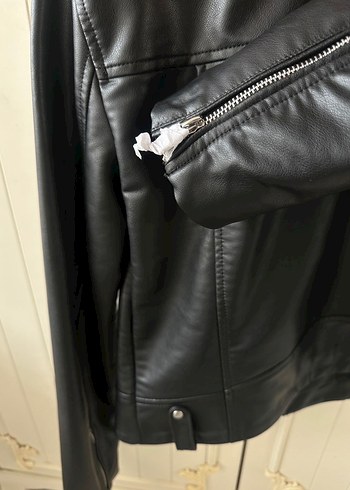 Zara Siyah Deri Biker Ceket
