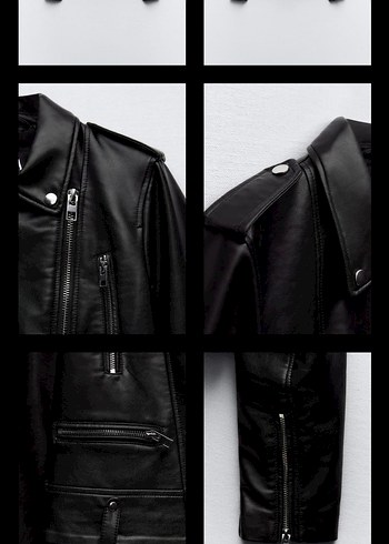 xs Beden Siyah Deri Biker Ceket