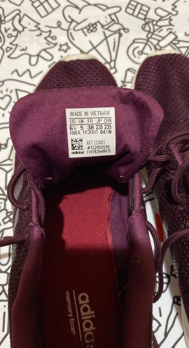 Adidas Bordo  Kadın Spor Ayakkabı Velcro Detaylı - Görsel 2