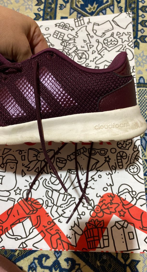 Adidas Bordo  Kadın Spor Ayakkabı Velcro Detaylı - Görsel 3