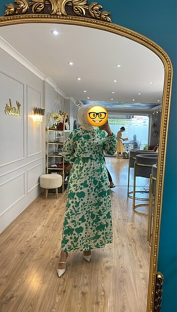 Yeşil Desenli Tesettür Elbise