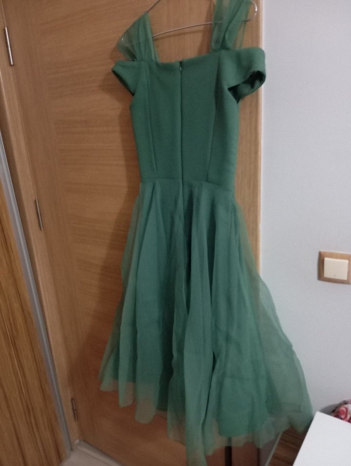 Yeşil Drapeli Midi abiye - Görsel 4