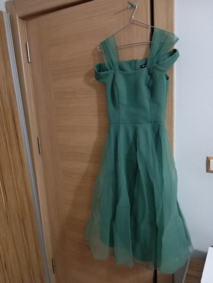 Yeşil Drapeli Midi abiye - Görsel 2