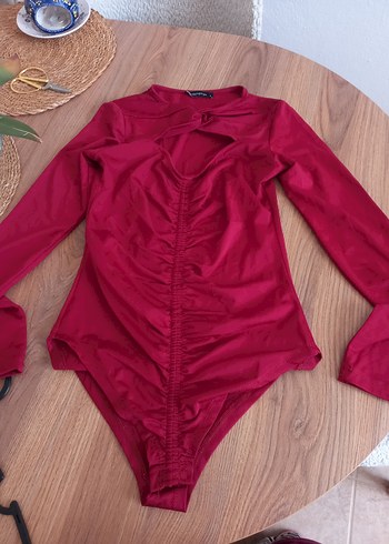 Bordo Drapeli Uzun Kollu Fit Bluz